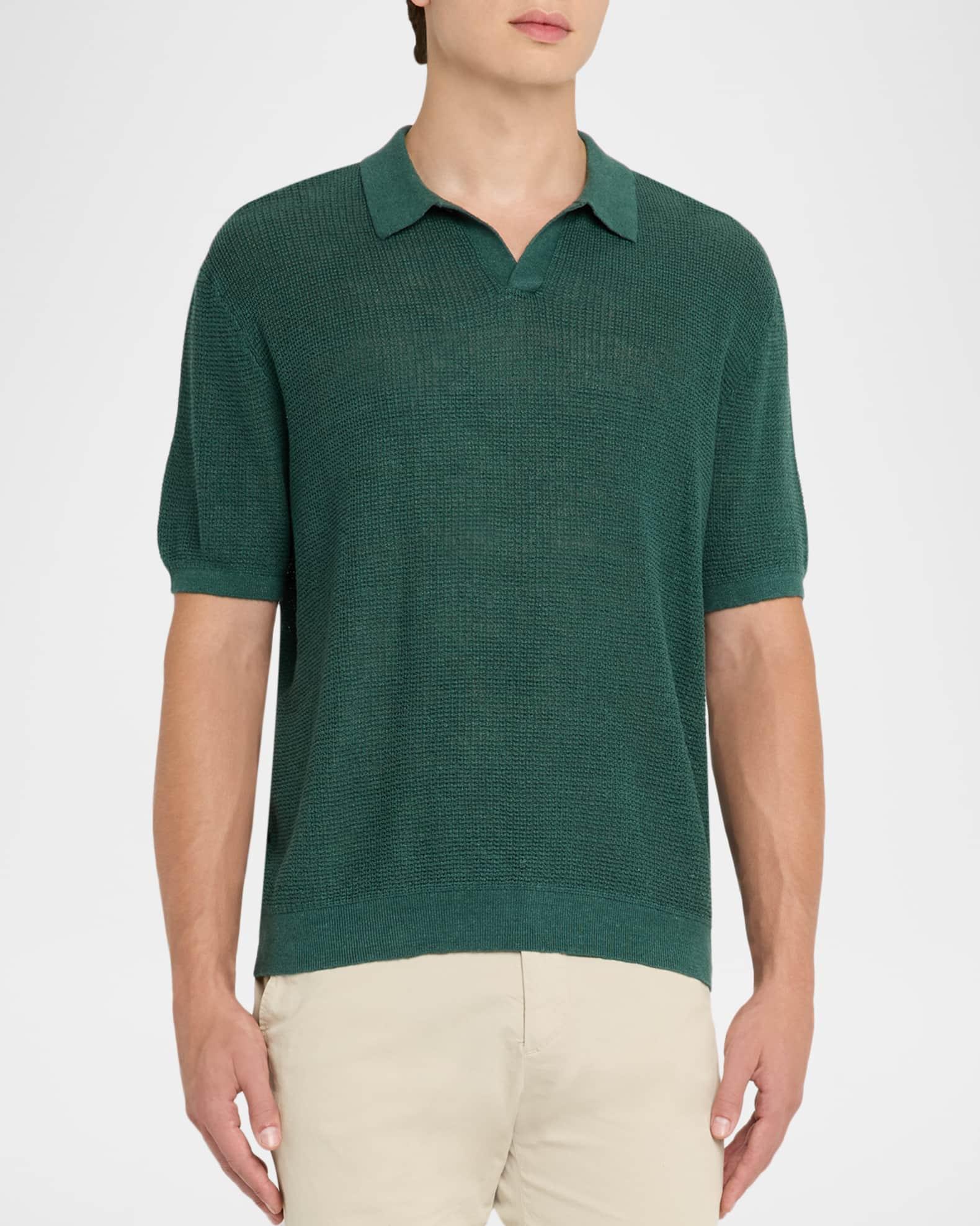 Men's Mesh Knit Linen Short-Sleeve Sweater Product Image