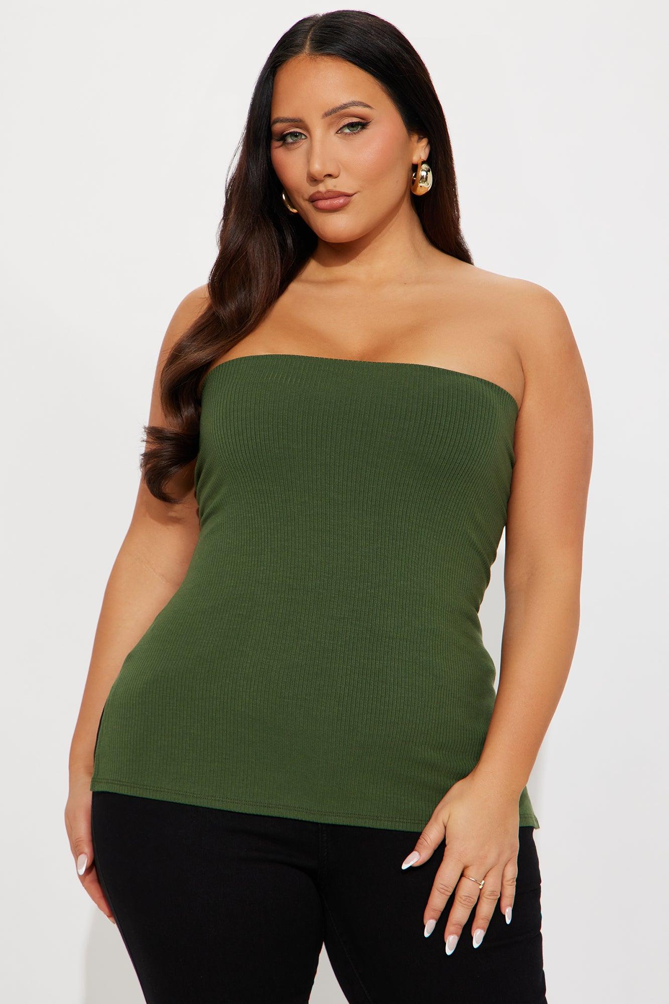Tessa Ribbed Tube Top - Olive Female Product Image