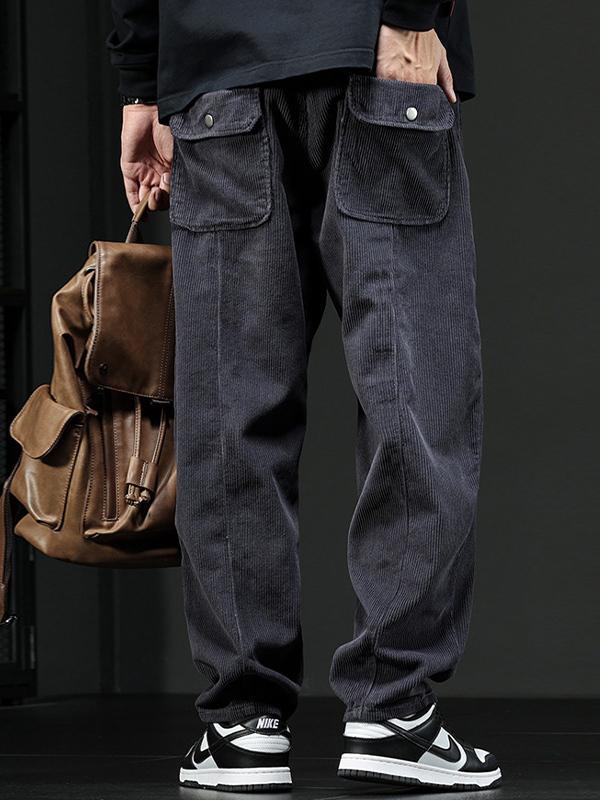 Men's Corduroy Flap Pocket Tapered Cargo Pants Product Image