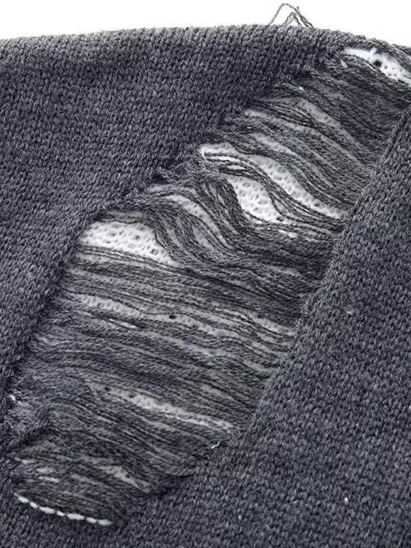 Men's Frayed Star Tattered Design Sweater Product Image