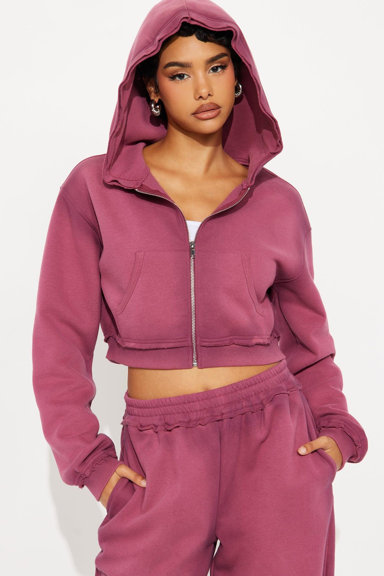 Wynona Washed Fleece Pant Set - Burgundy Product Image