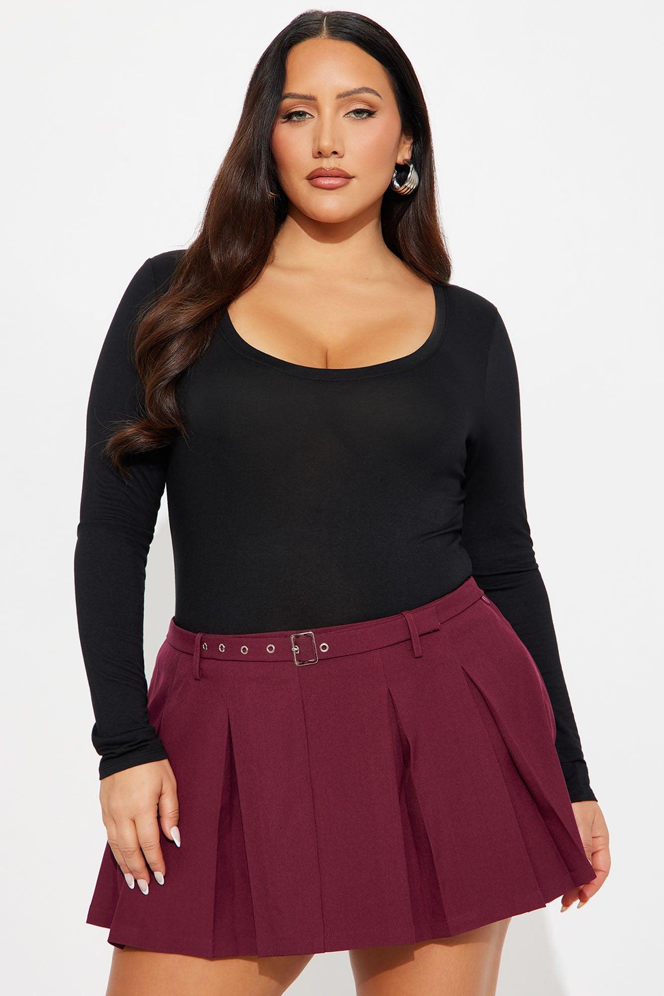 Marlene Scoop Neck Long Sleeve Bodysuit - Black Female Product Image