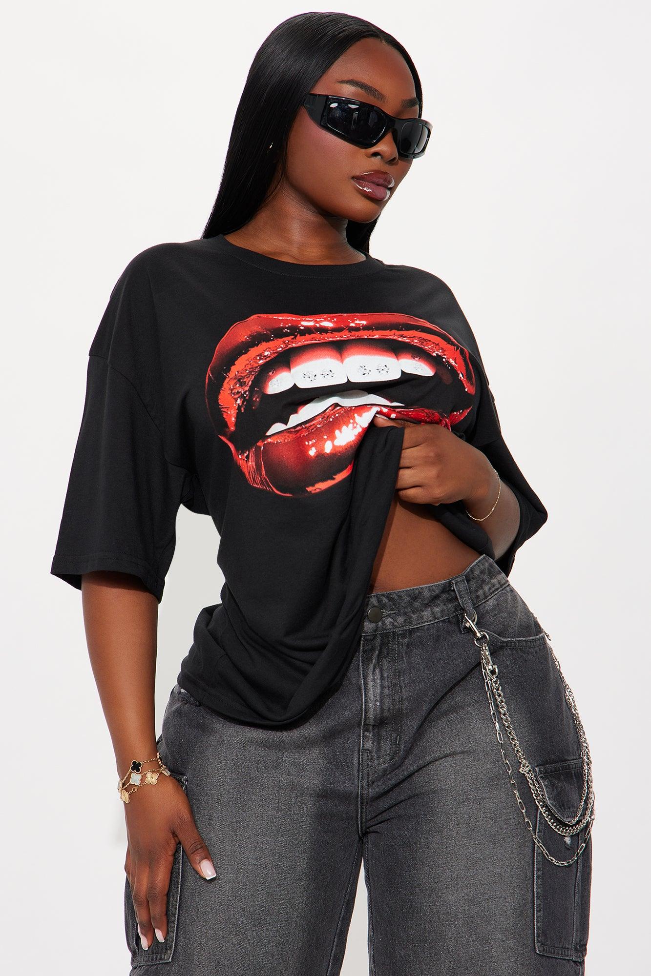 Diamond Teeth Oversized Tee - Black Female Product Image