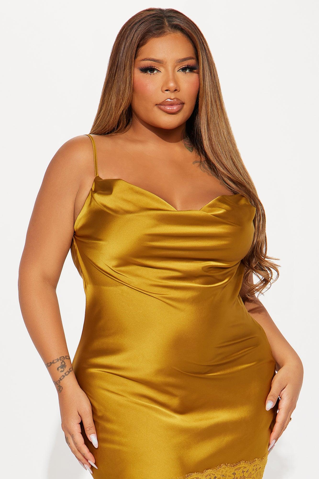 Inside Out Satin Maxi Dress - Gold Product Image