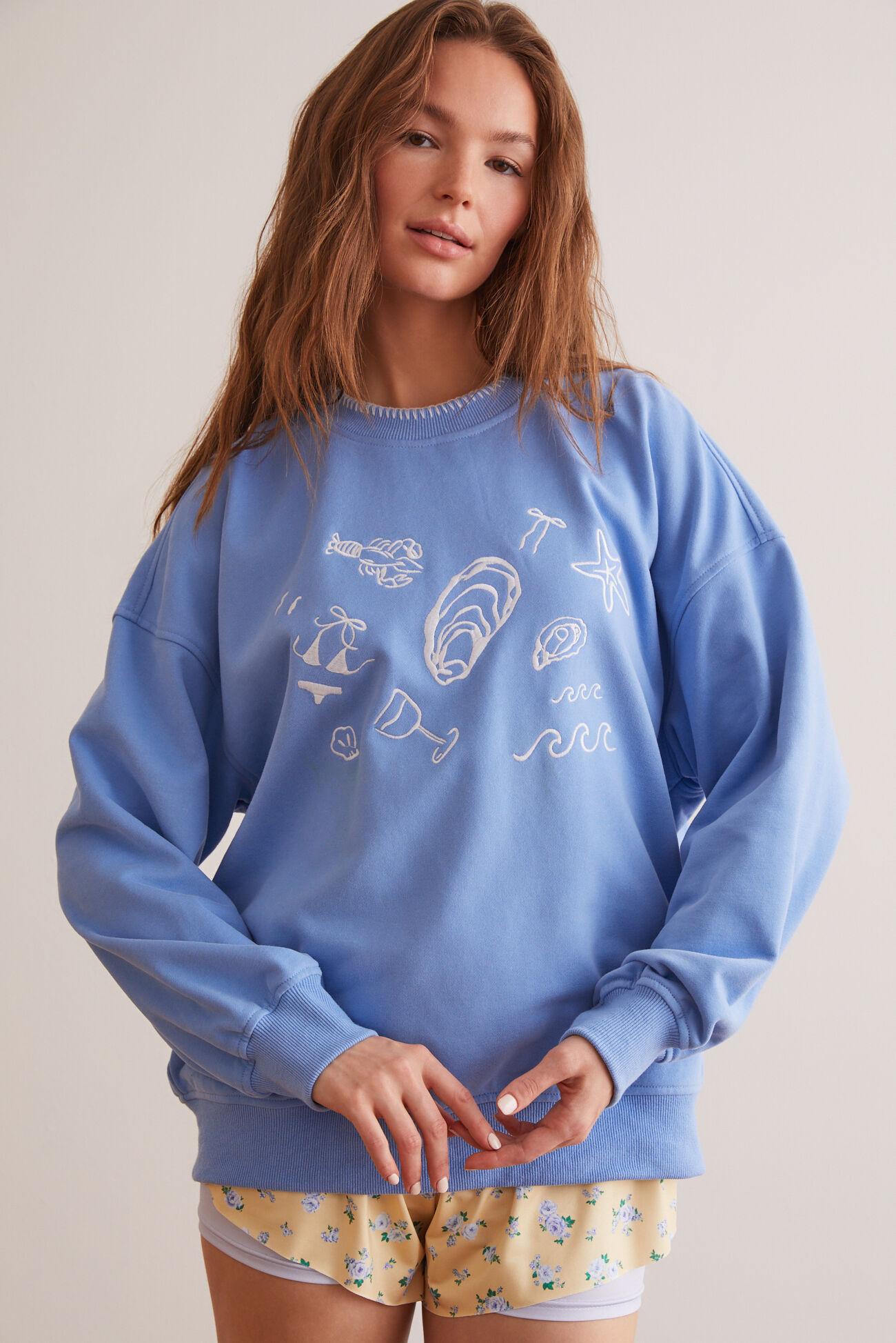 Embroidered Beach Icons Graphic Sweatshirt Product Image