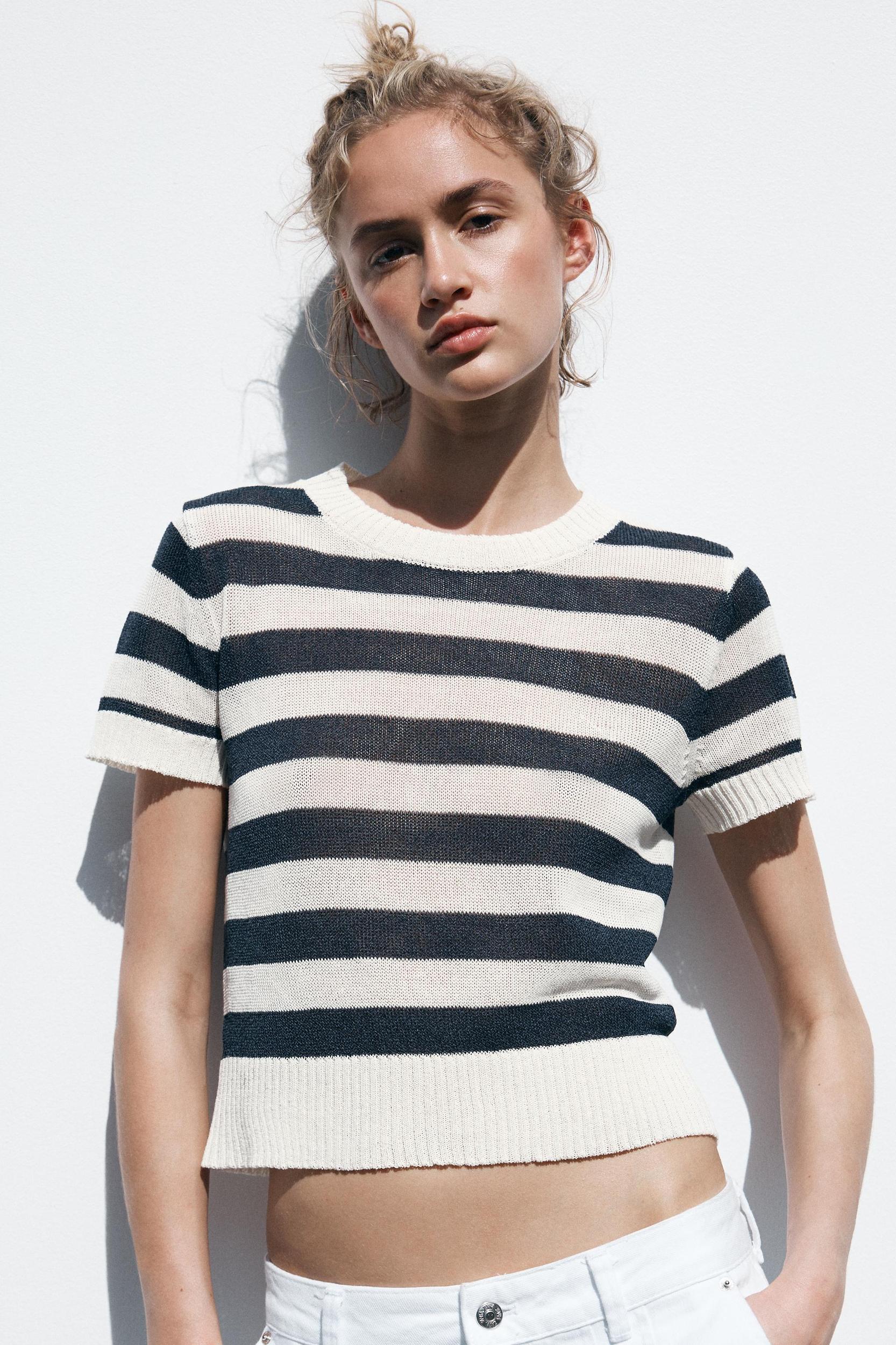 STRIPED KNIT TOP Product Image
