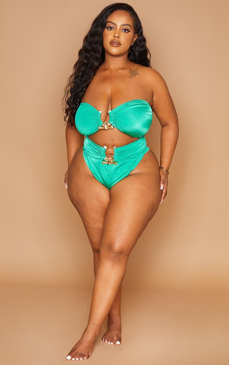 Plus Green Hammered Trim Bikini Top Product Image