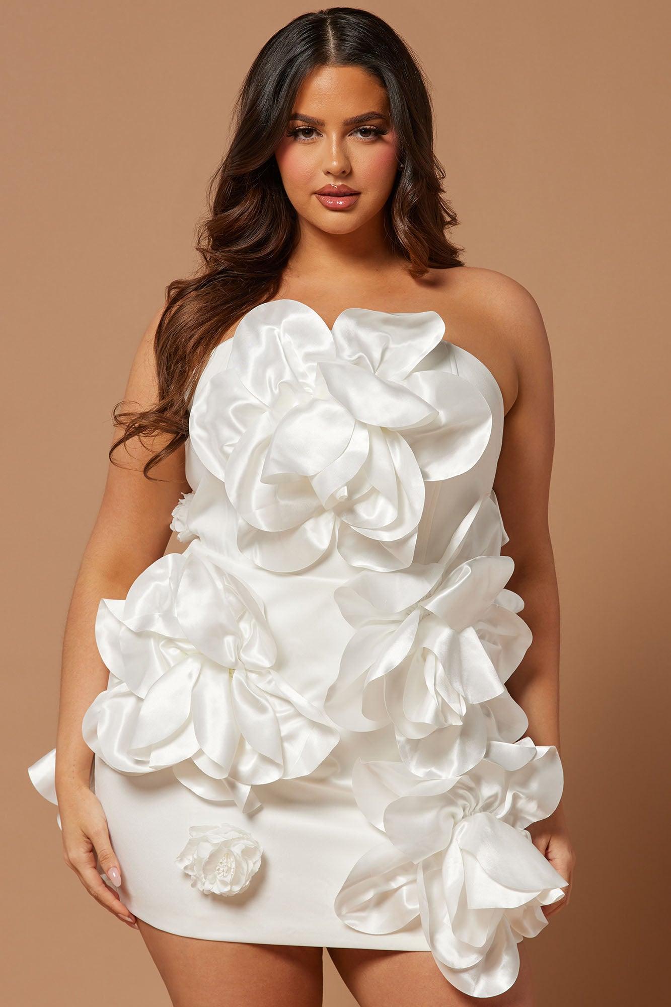 Abbie Satin Mini Dress - White Product Image