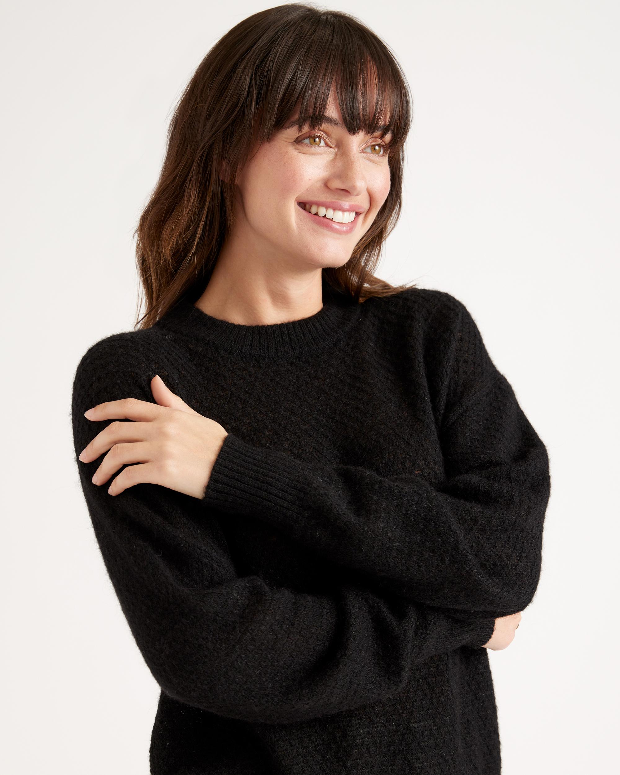 Quince | Women's Baby Alpaca-Wool Diamond Stitch Crew Neck Alpaca Sweater Size XL Product Image