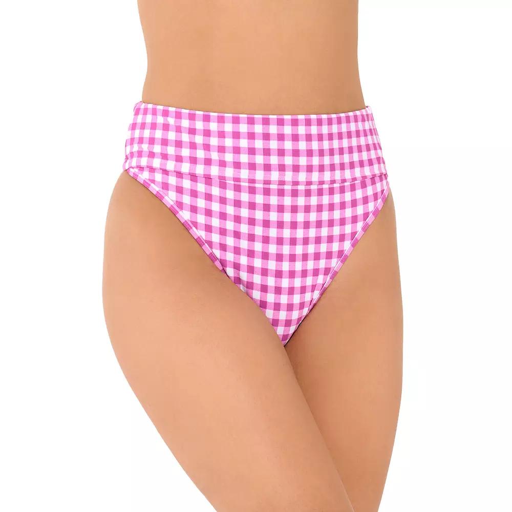 Women's Freshwater Banded High-Leg Swim Bottoms, Size: XS, Orchid Check Product Image