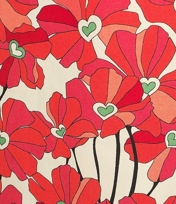 Tara Jarmon Rivanne Floral Print Round Neck Elbow Sleeve Beaded Fringe Dress Product Image