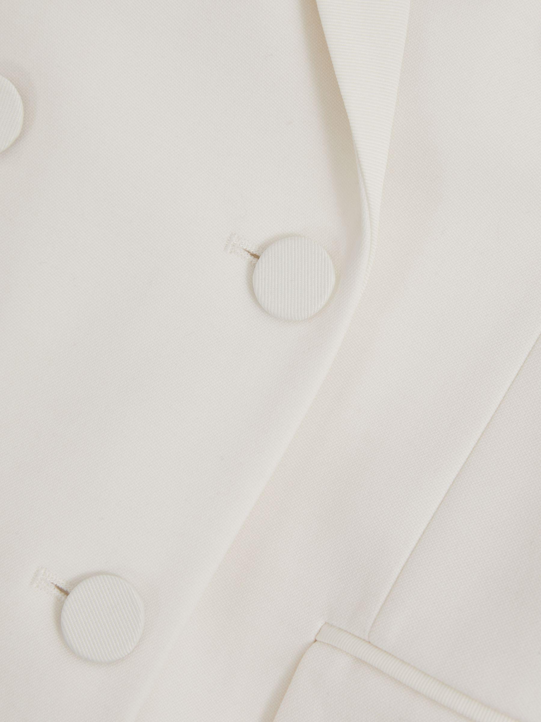 Wool Blend Double Breasted Tux Blazer in White Product Image