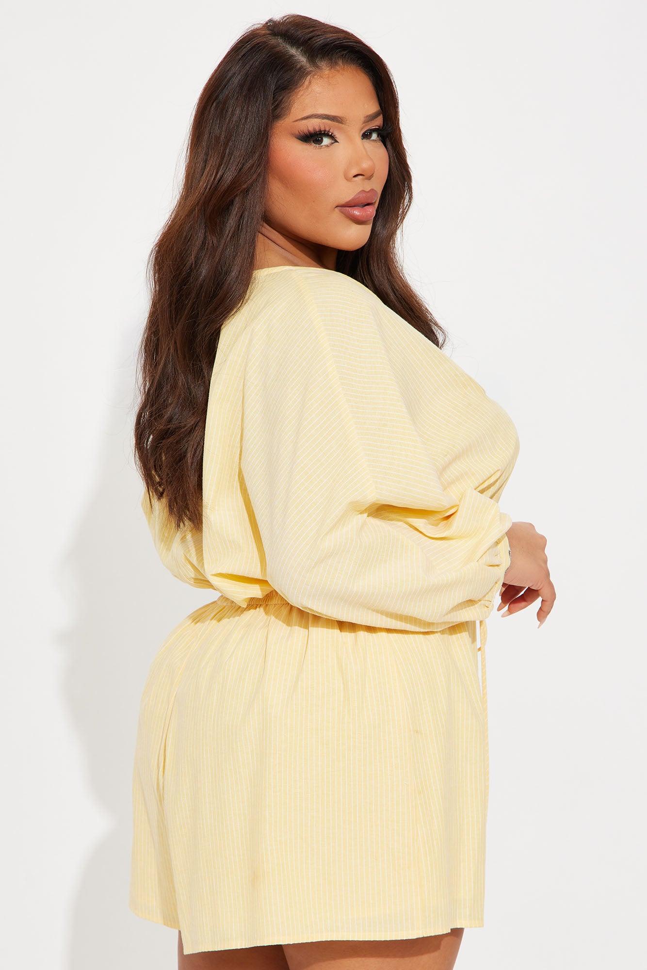 Maribel Linen Romper - Yellow Product Image