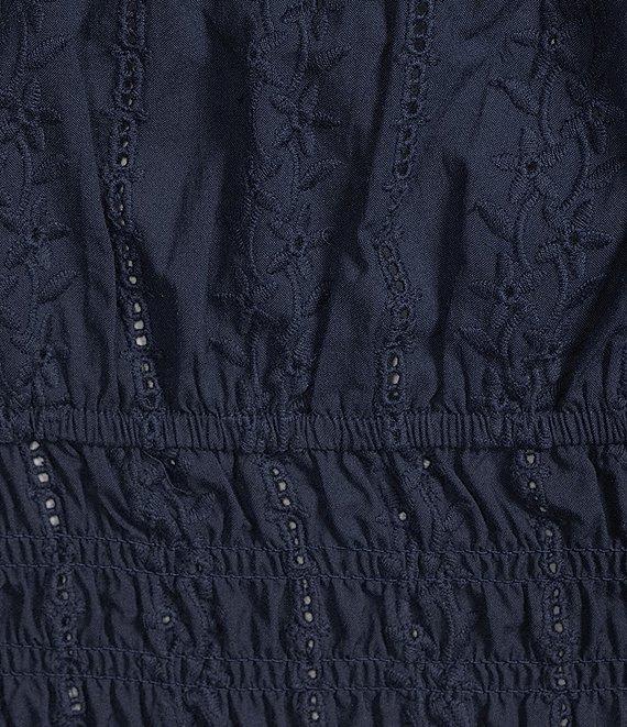 Blu Pepper Short Puff Sleeve Ruffled Tie Front Blouse Product Image