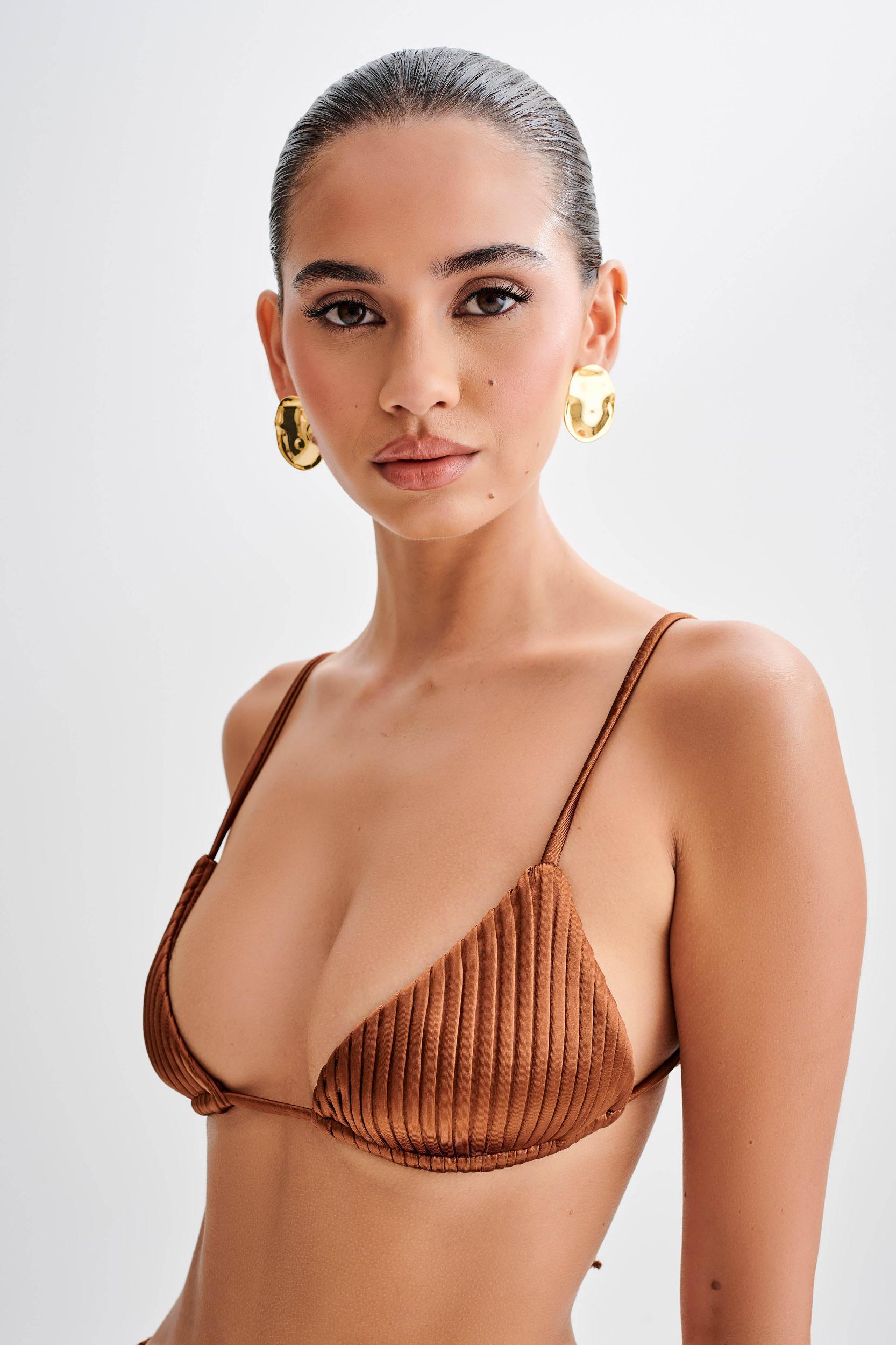 Michelle Pleated Bikini Top - Chocolate Product Image