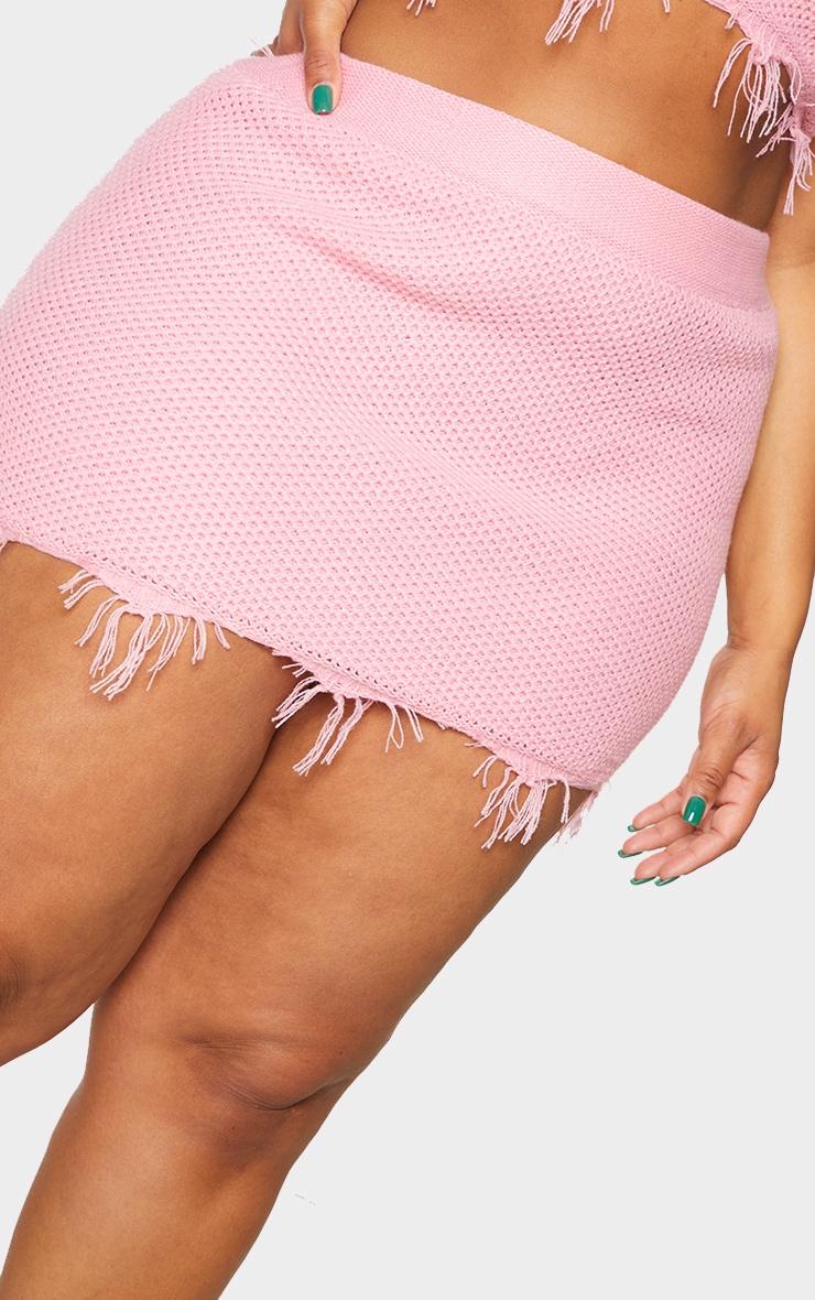 Plus Pink Raw Hem Knit Skirt Product Image