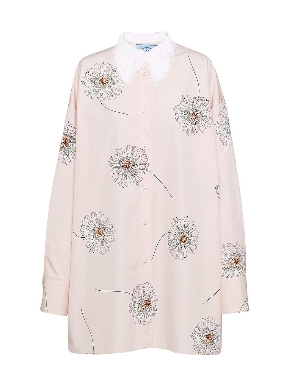 Womens Printed Poplin Shirt Dress Product Image