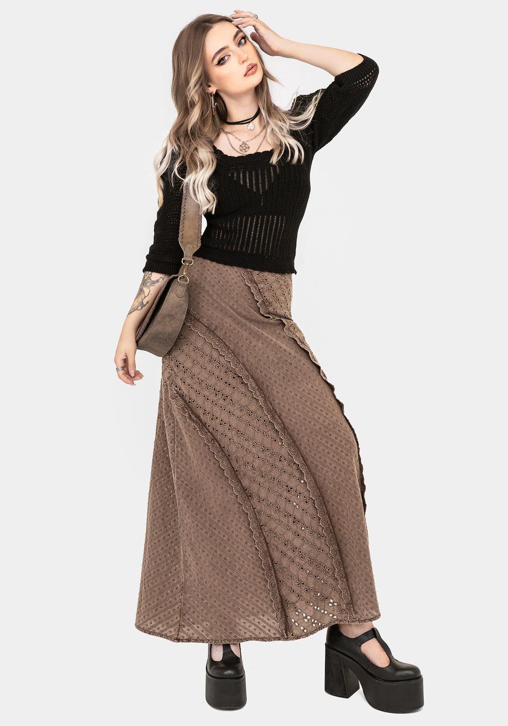 Summerisle Cotton Broderie Detail Midaxi Skirt Product Image