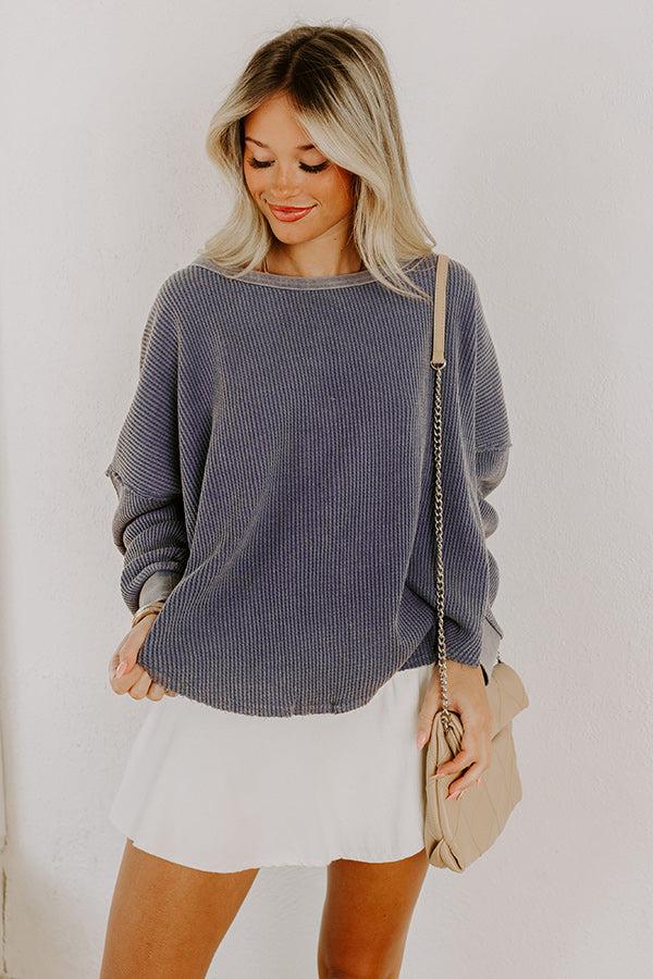 Cozy Couture Waffle Knit Top in Autumn Sky Product Image