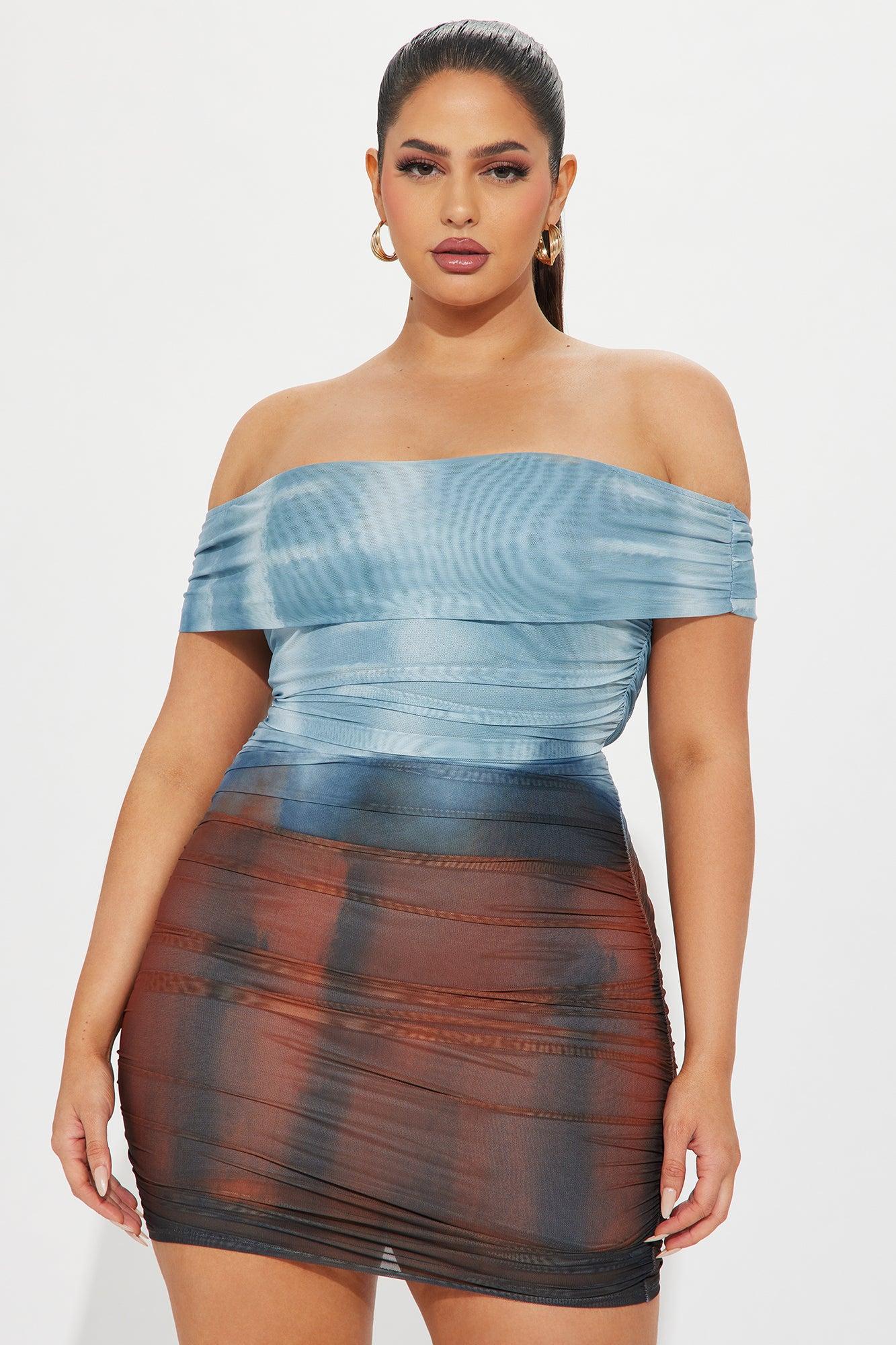 Sahara Mesh Mini Dress - Blue/combo Product Image