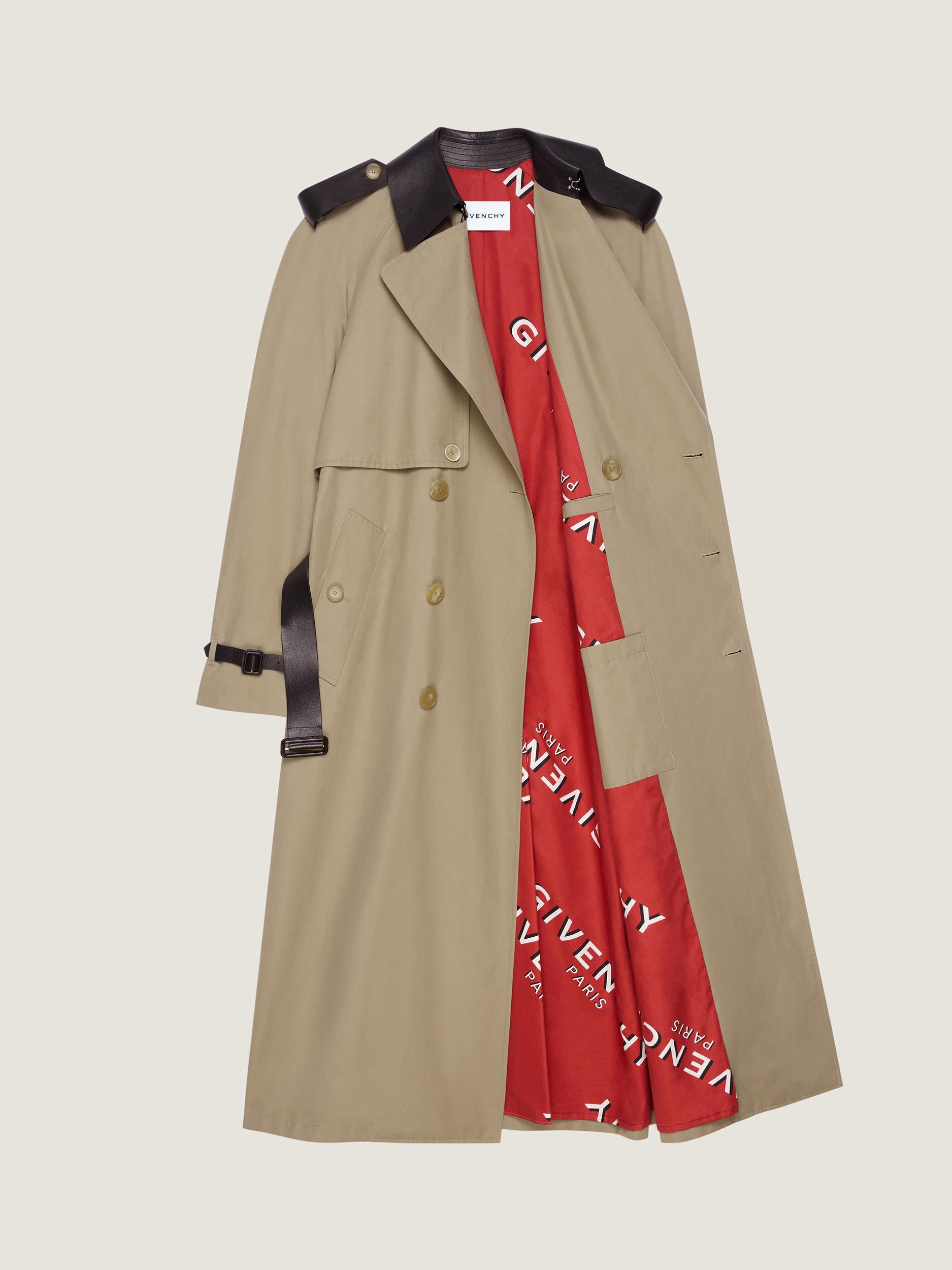 Trench in cotton with leather details Product Image