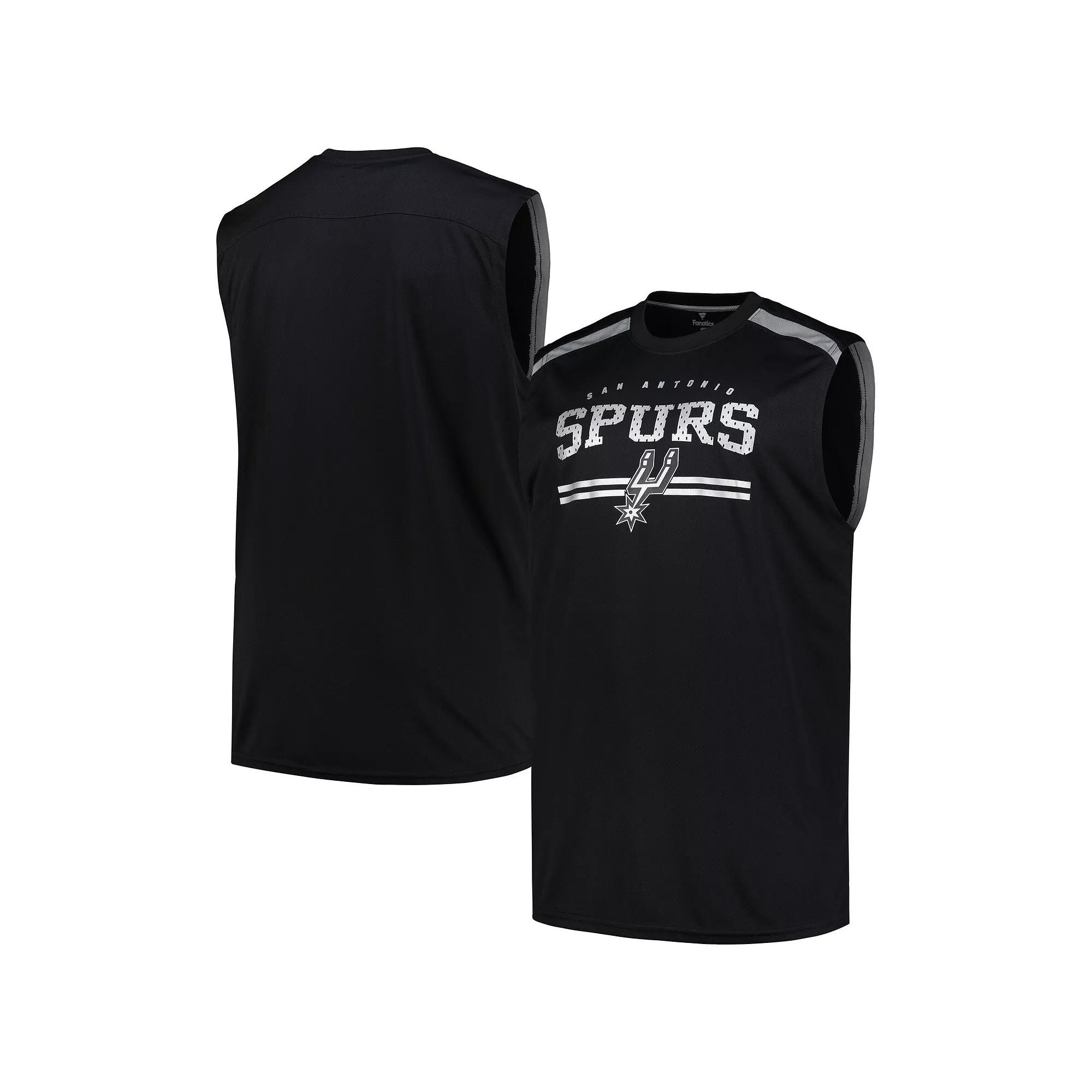 Men's Fanatics Black San Antonio Spurs Big & Tall Birdseye Muscle Tank Top,  Product Image