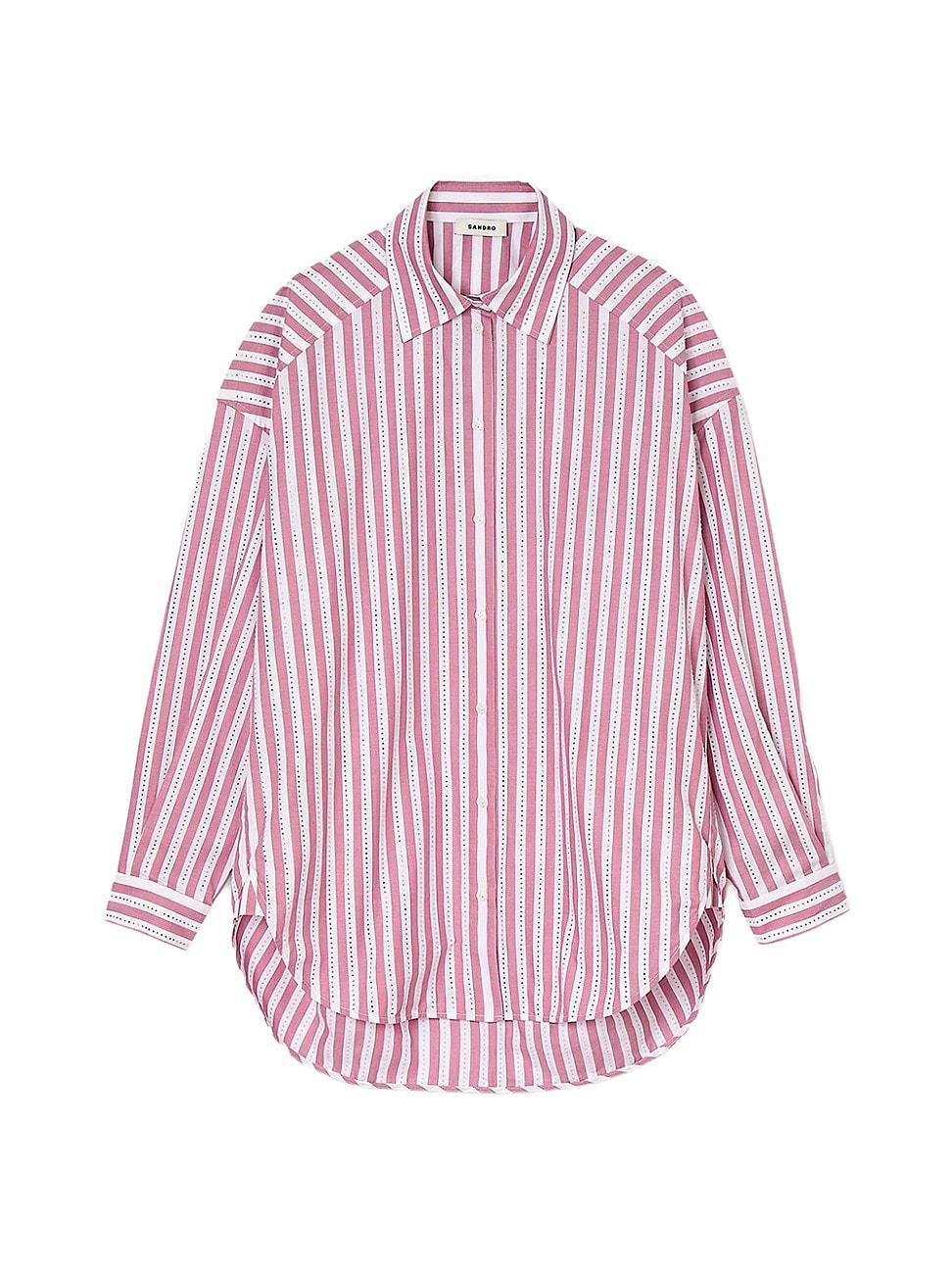 Womens Striped Rhinestone Shirt Product Image