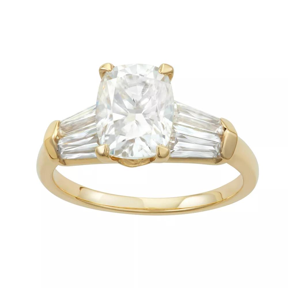 Charles & Colvard 14k Gold 3 1/2 Carat T.W. Lab-Created Elongated Cushion Engagement Ring, Women's, Size: 8, Yellow Product Image