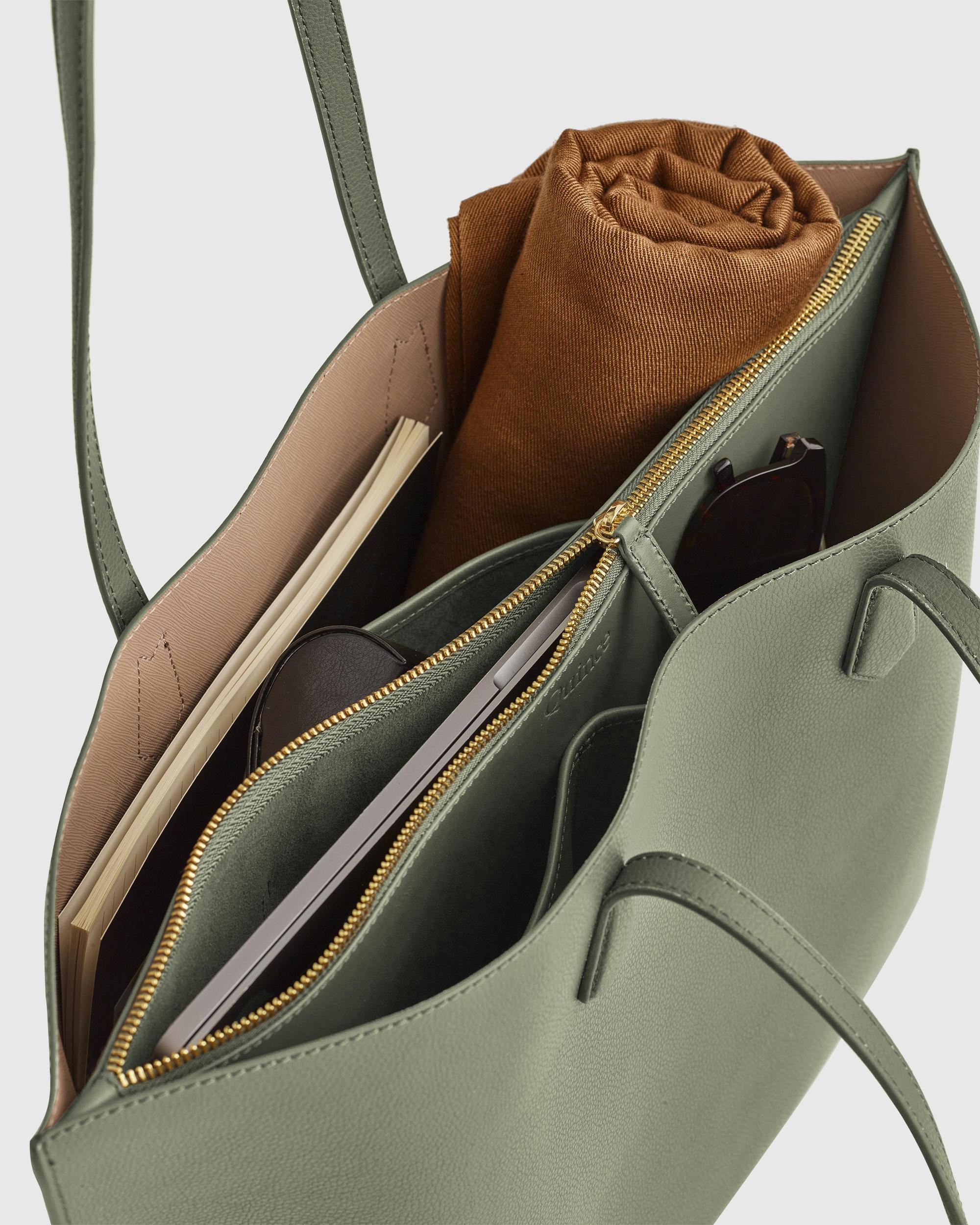 Quince | Women's Italian Leather Triple Compartment Shopper Tote Product Image