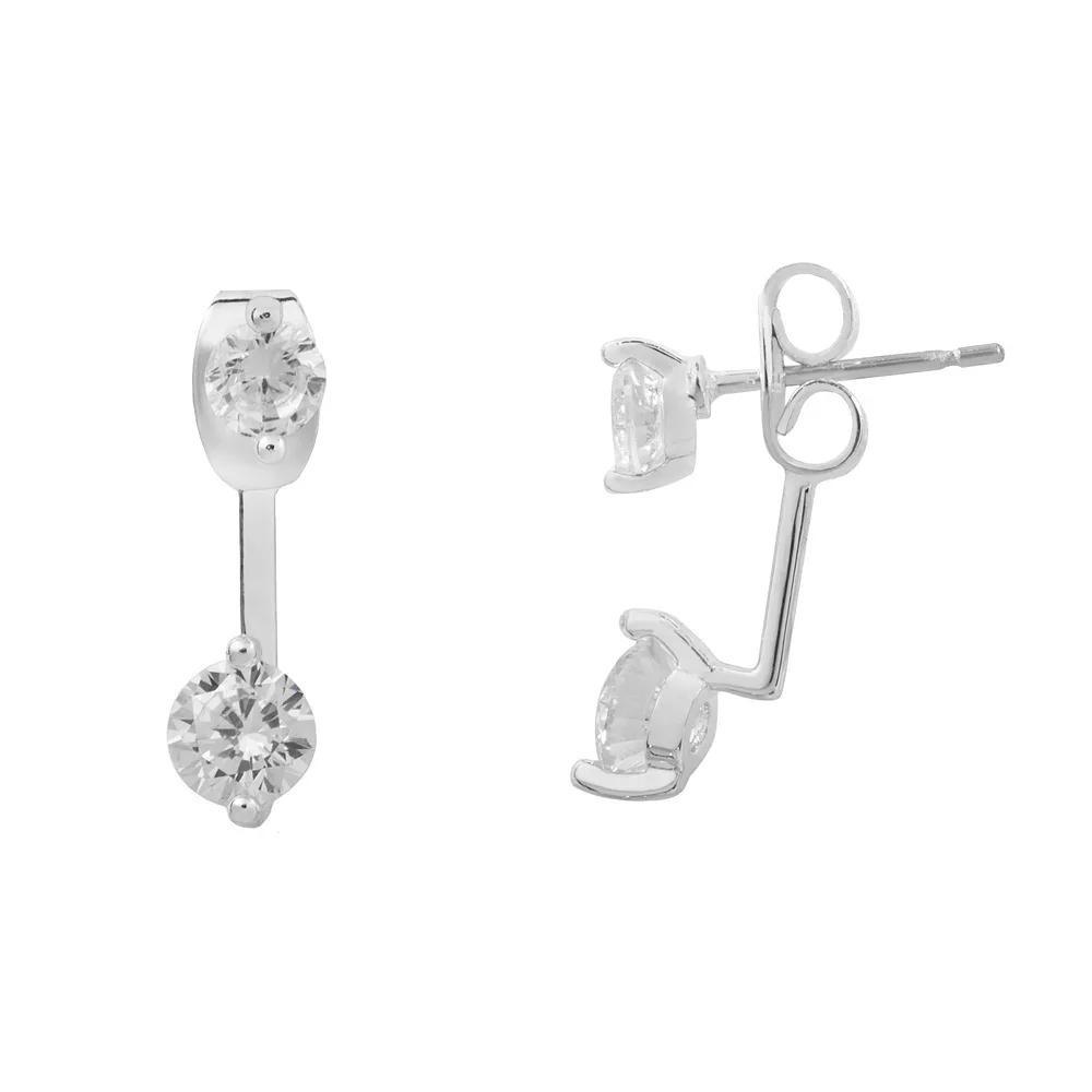 LC Lauren Conrad Silver Tone Cubic Zirconia Nickel Free Drop Earrings, Women's Product Image