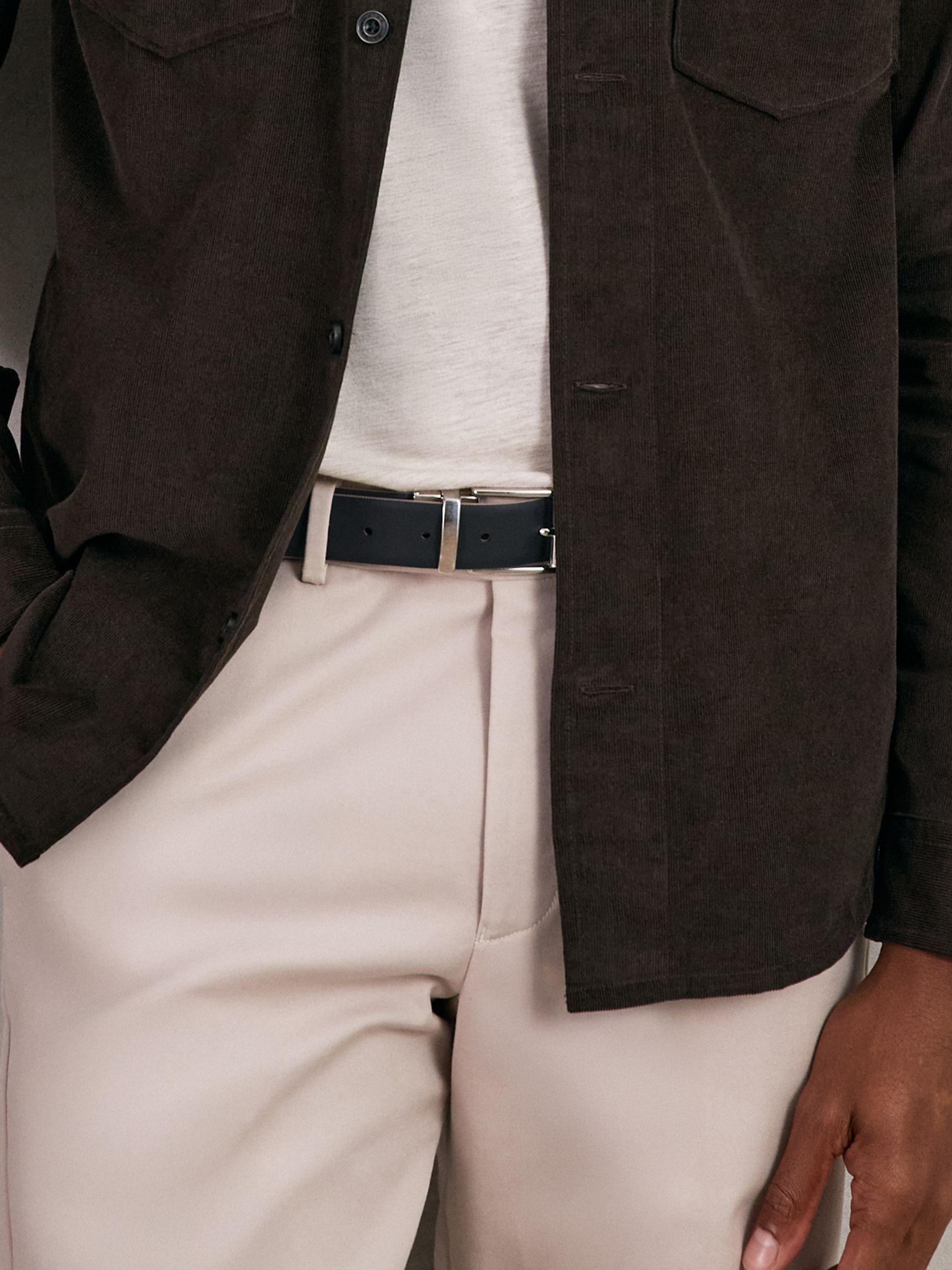 Reversible Leather Belt in Dark Stone/Navy Product Image