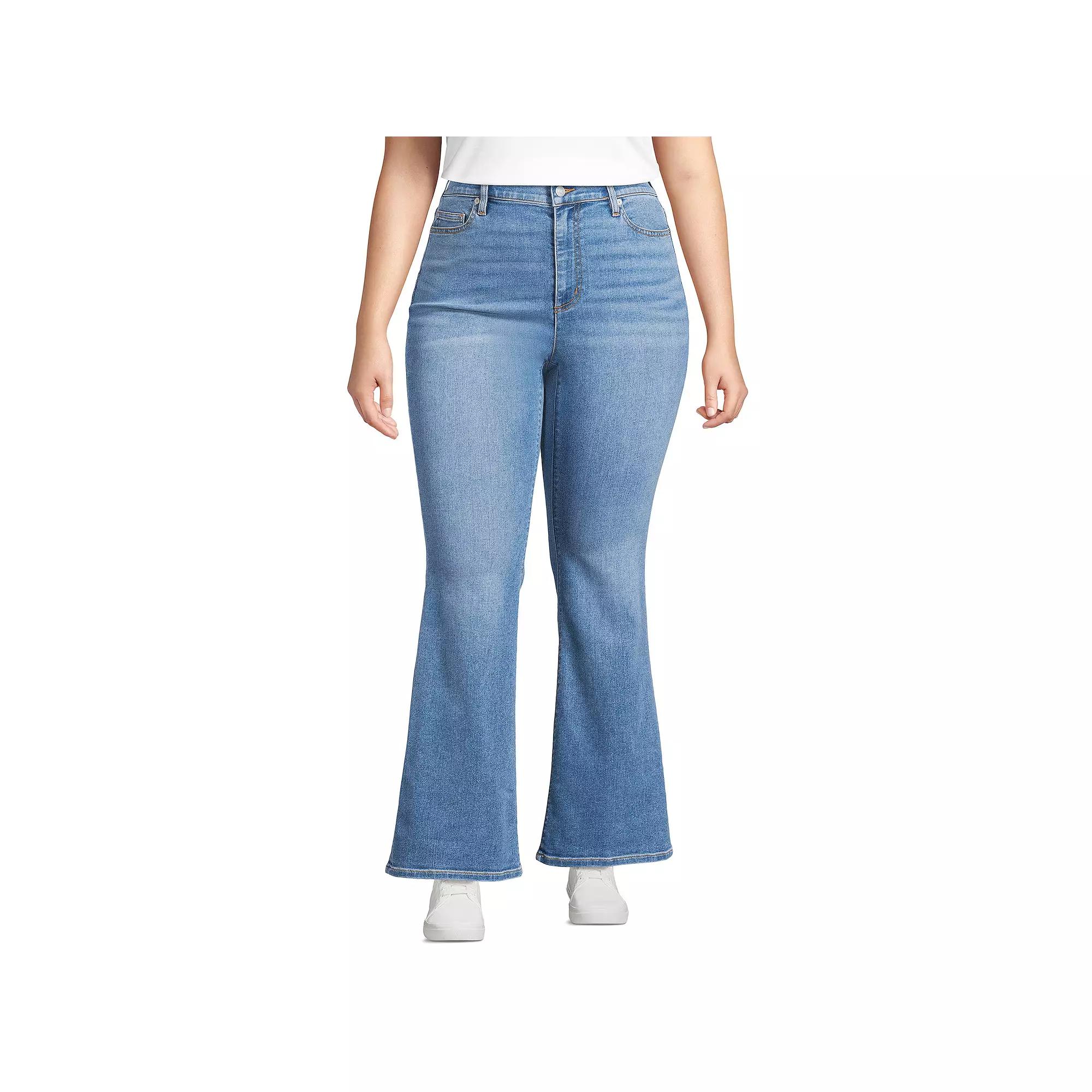 Plus Size Lands' End High-Rise Skinny Flare Jeans, Women's, Size: 16 W, Beau Blue Product Image