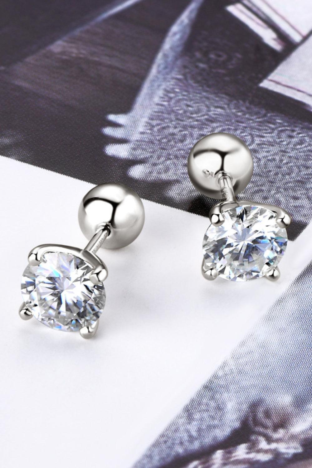 2 Carat Moissanite 925 Sterling Silver Stud Earrings Product Image