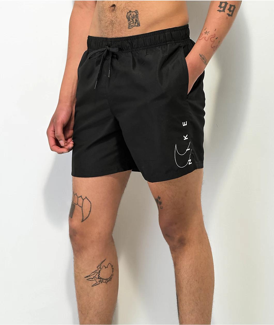 Nike Swim Swoosh Break Black Board Shorts Product Image