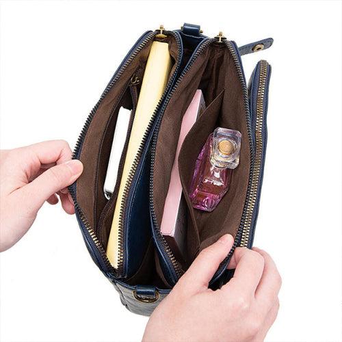 Crossbody Leather Shoulder Bag and Clutch with Stainless Steel Card Wallet Product Image