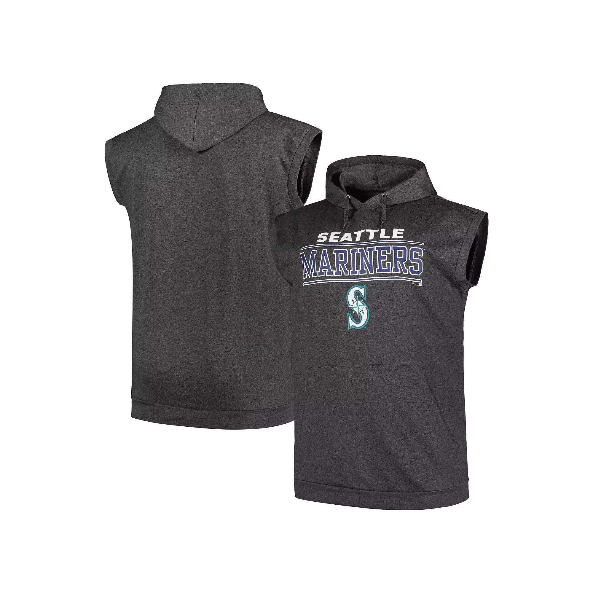 Men's Profile Heather Charcoal Seattle Mariners Big & Tall Muscle Sleeveless Pullover Hoodie, Size: 5XB Product Image