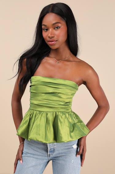 Celinda Green Strapless Bubble-Hem Top Product Image