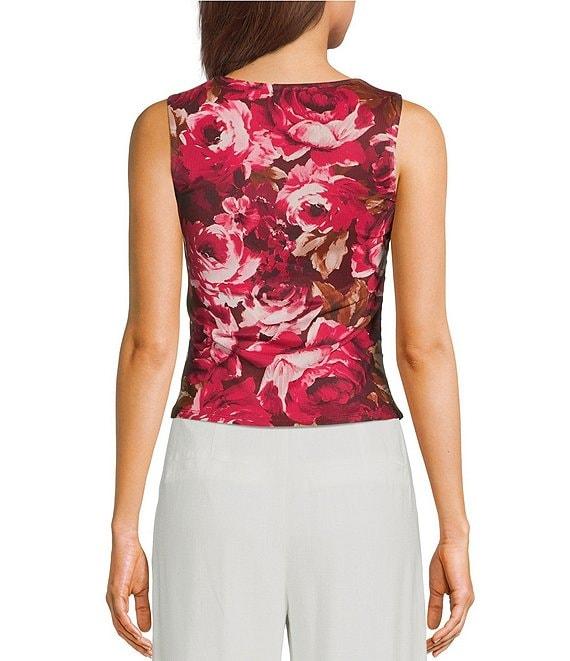 I.N. San Francisco Floral Print Boat Neck Side Shirred Top Product Image