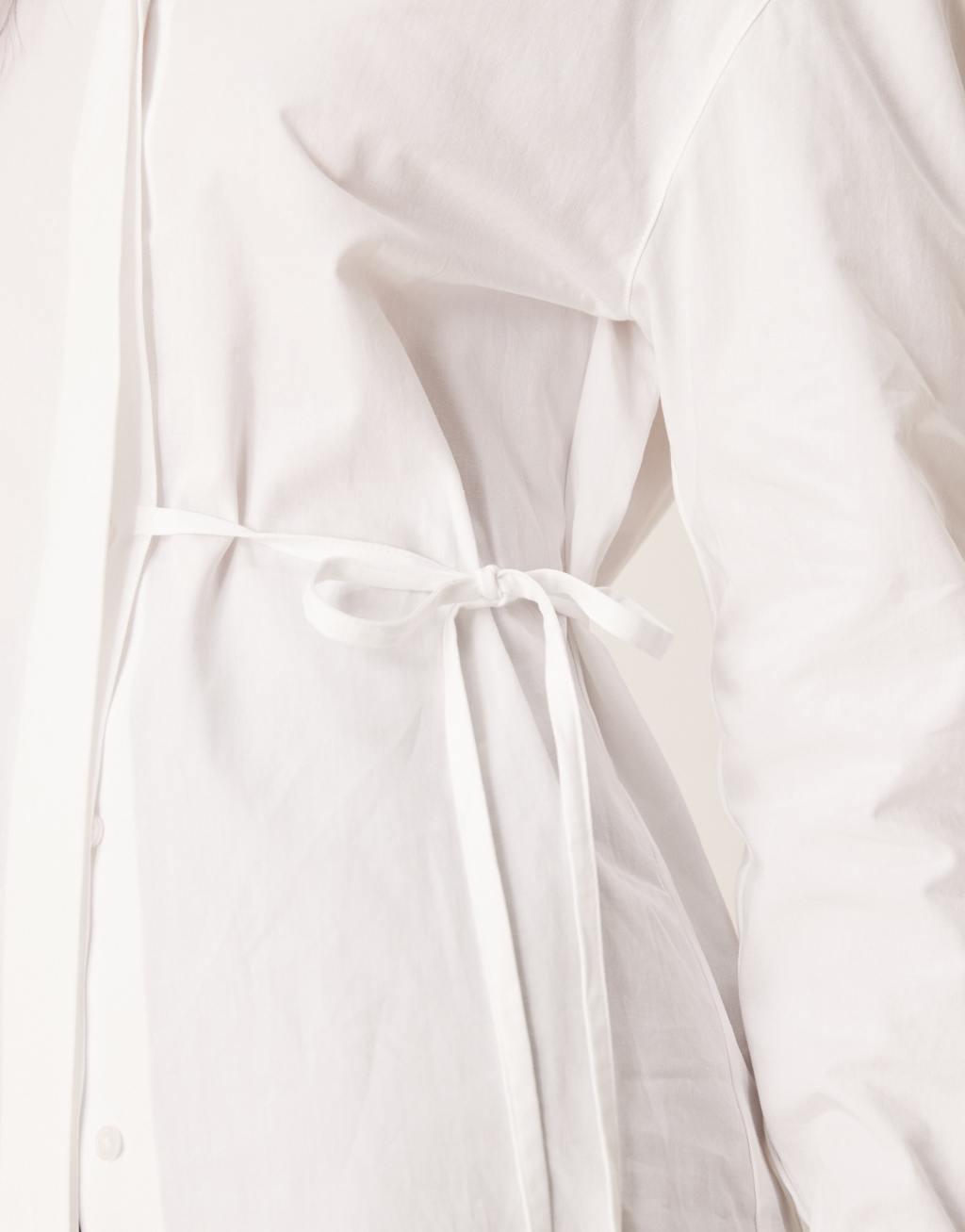 ASOS DESIGN poplin tie side oversized shirt in white Product Image