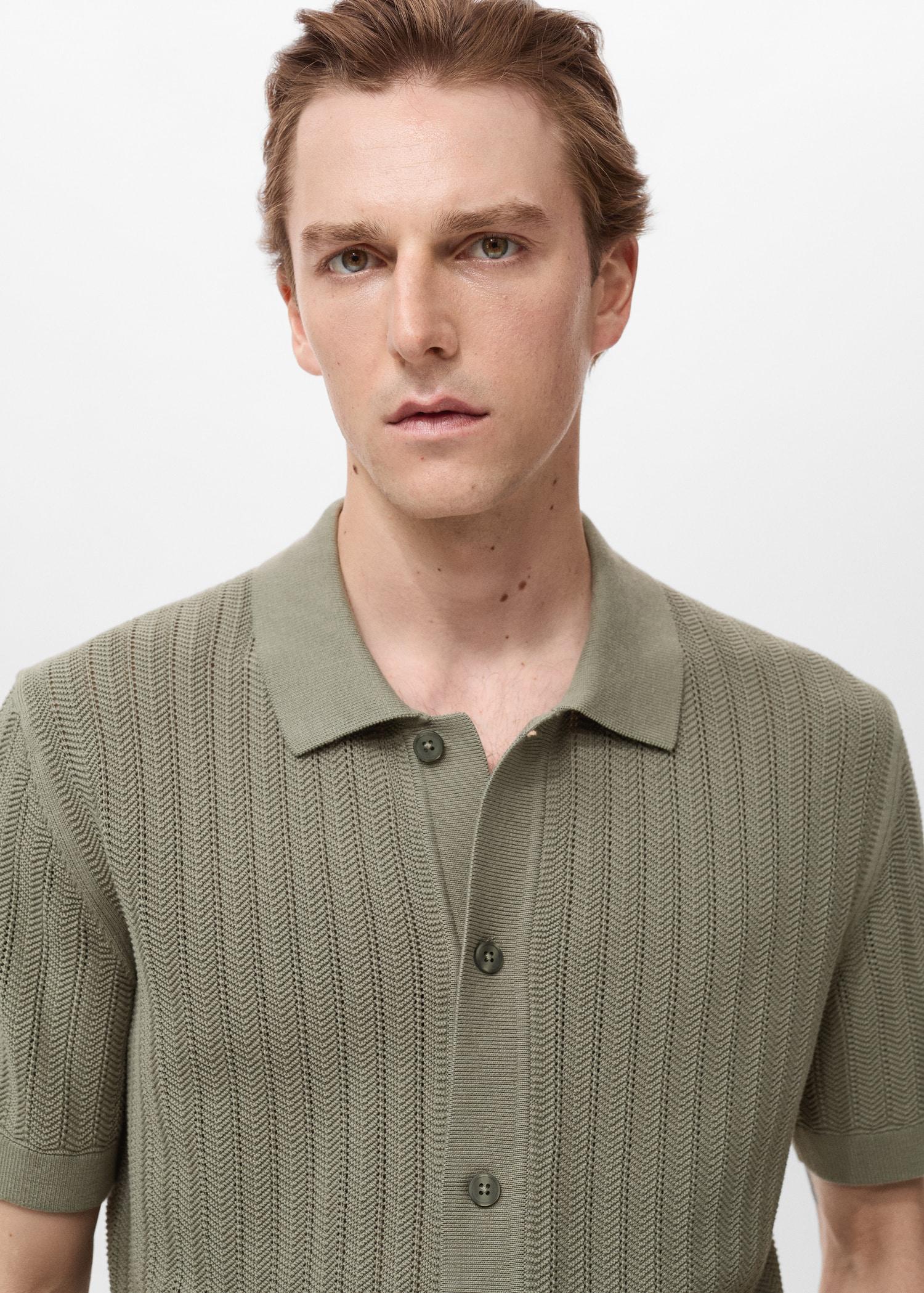100% cotton shirt structure - Men | MANGO USA Product Image