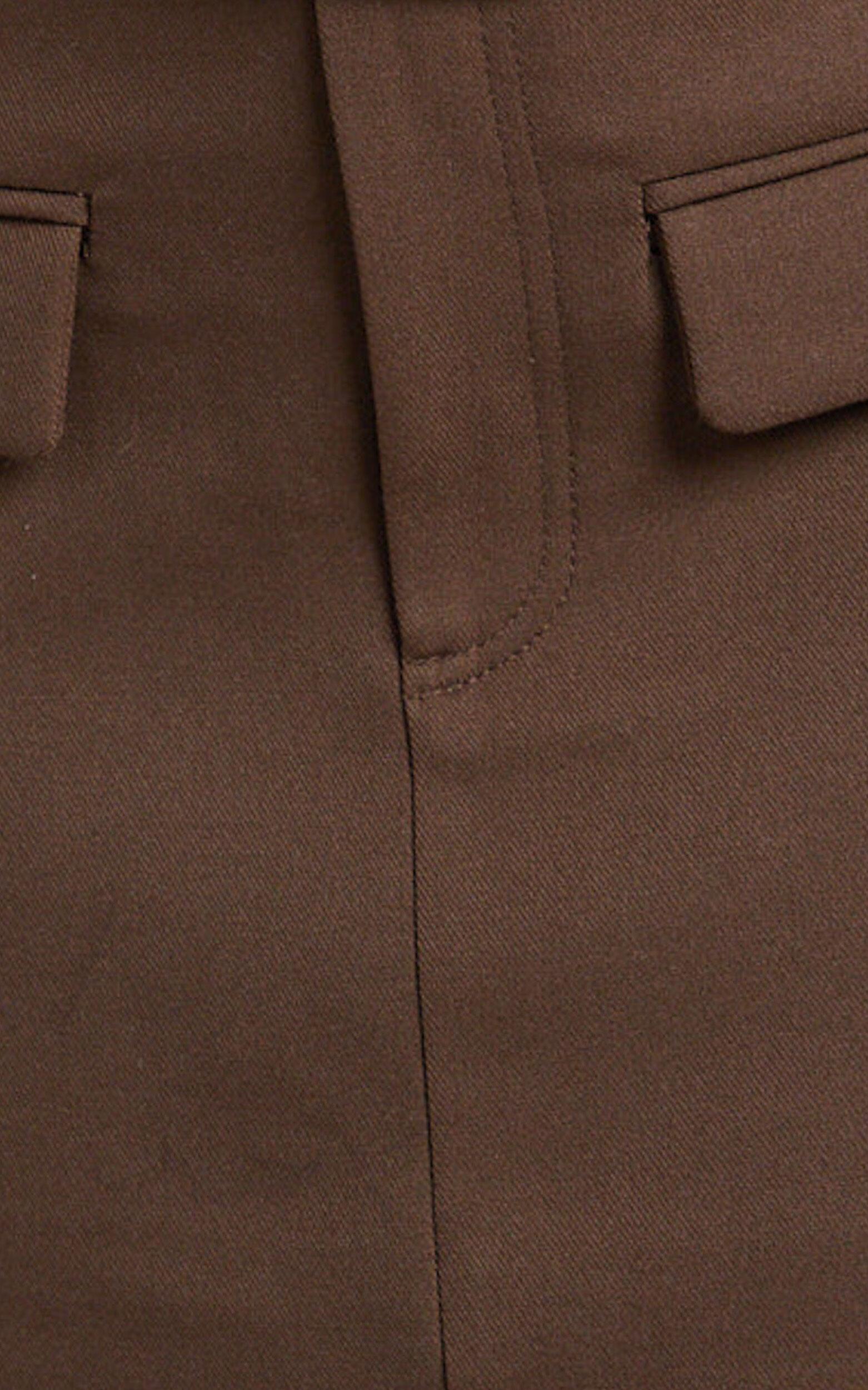 Yvette Mini Skirt - High Waisted Wool Look Skirt in Chocolate Product Image