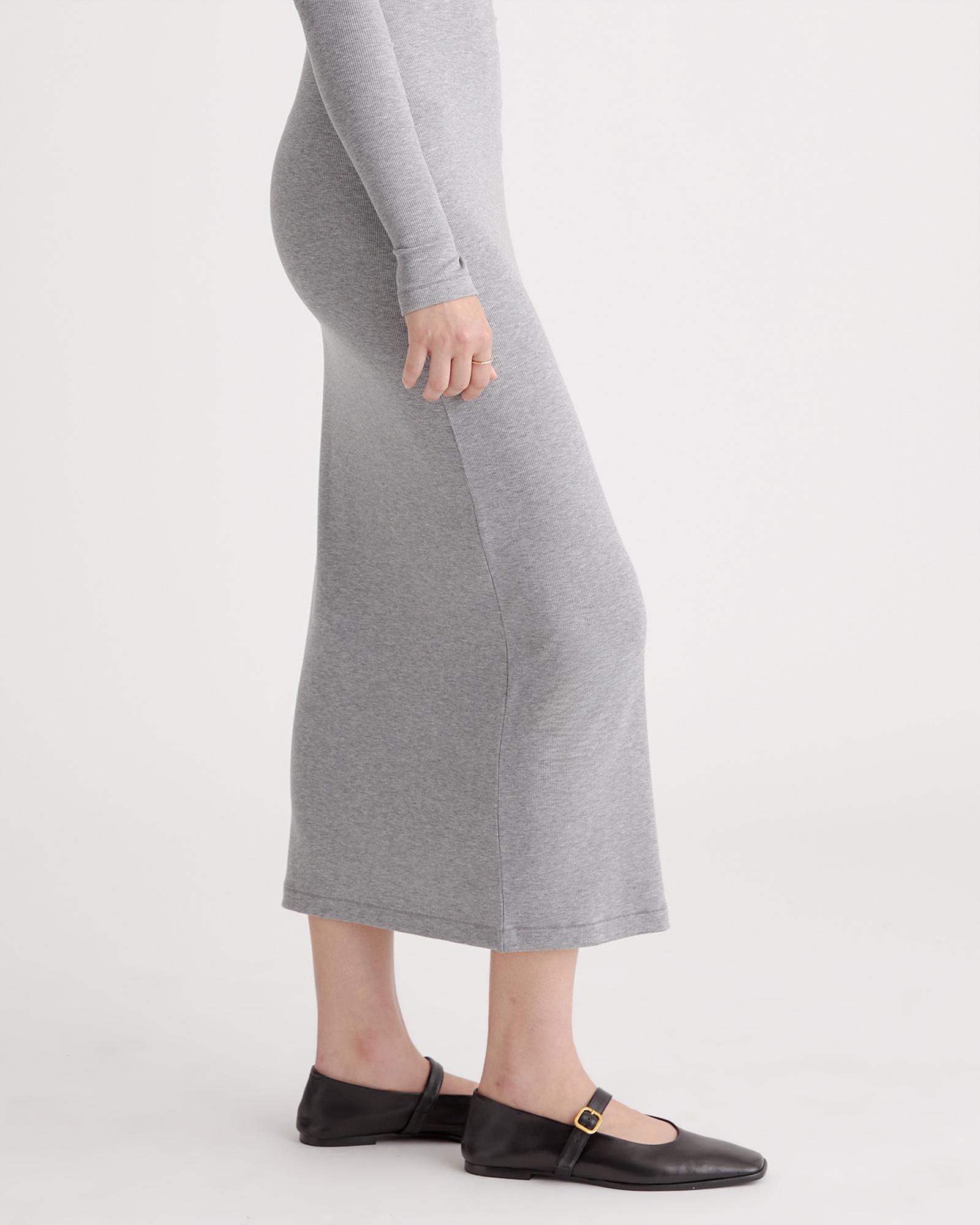 Quince | Women's Tencel Rib Knit Long Sleeve Square Neck Dress Product Image