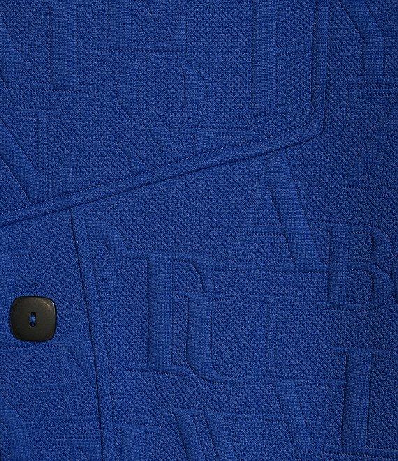 Ali Miles Knit Jacquard Button Detail Mock Neck 3/4 Sleeve Tunic Product Image