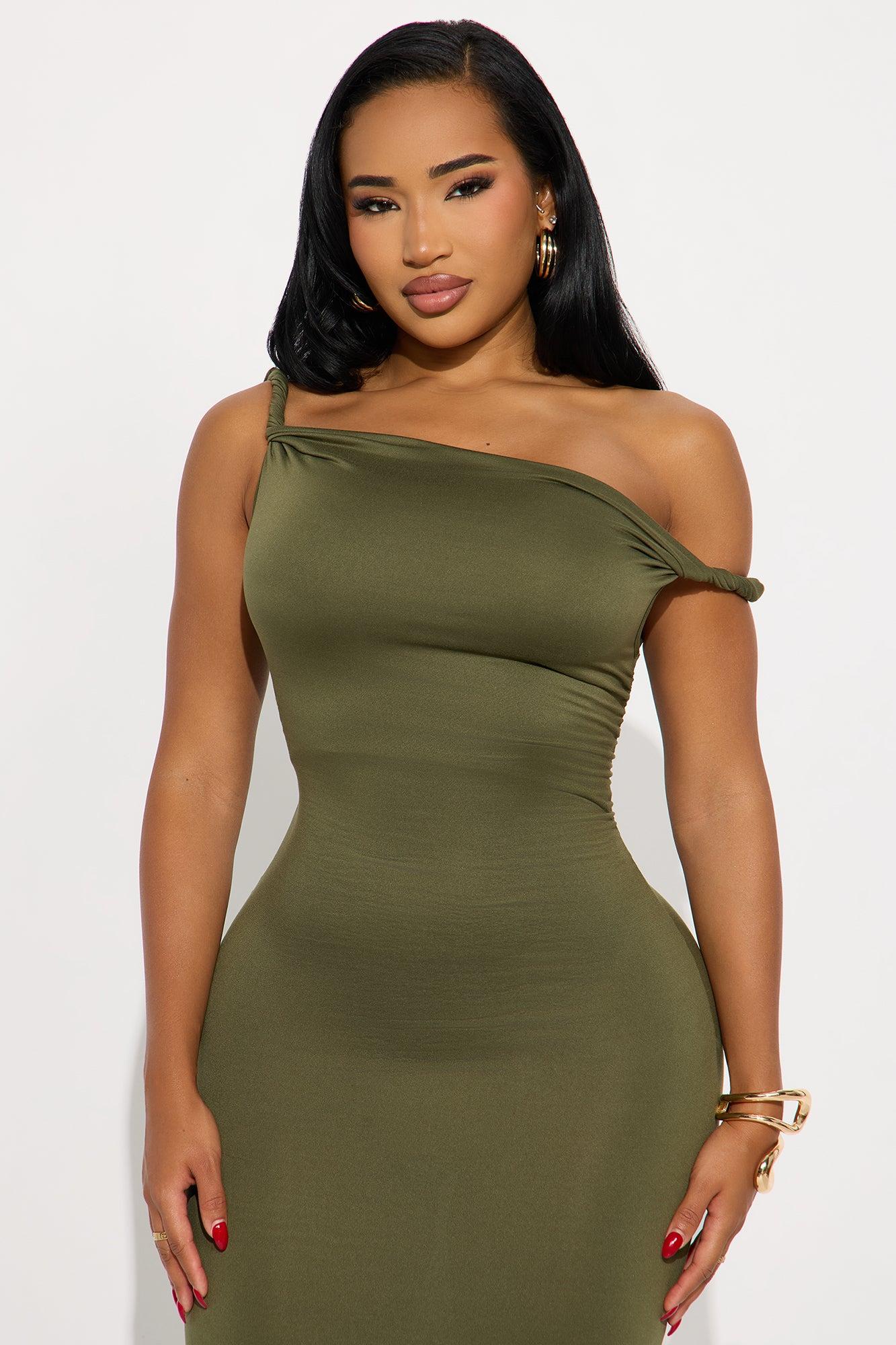 Cassie Off Shoulder Maxi Dress - Olive Female Product Image