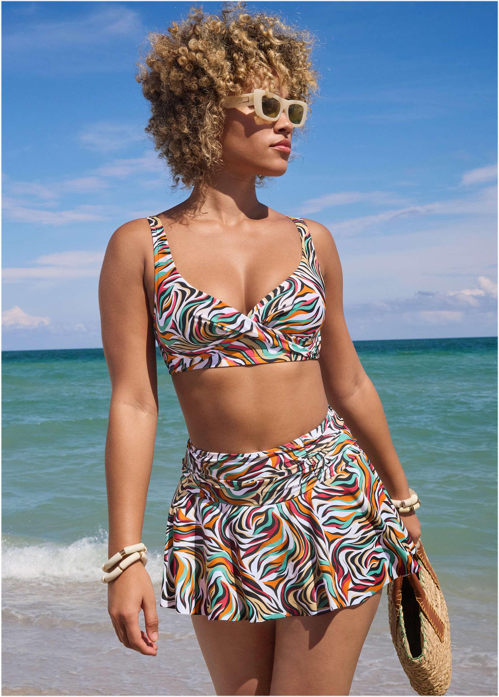 Lovely Lift Wrap Bikini Top - Earth Swirls Product Image