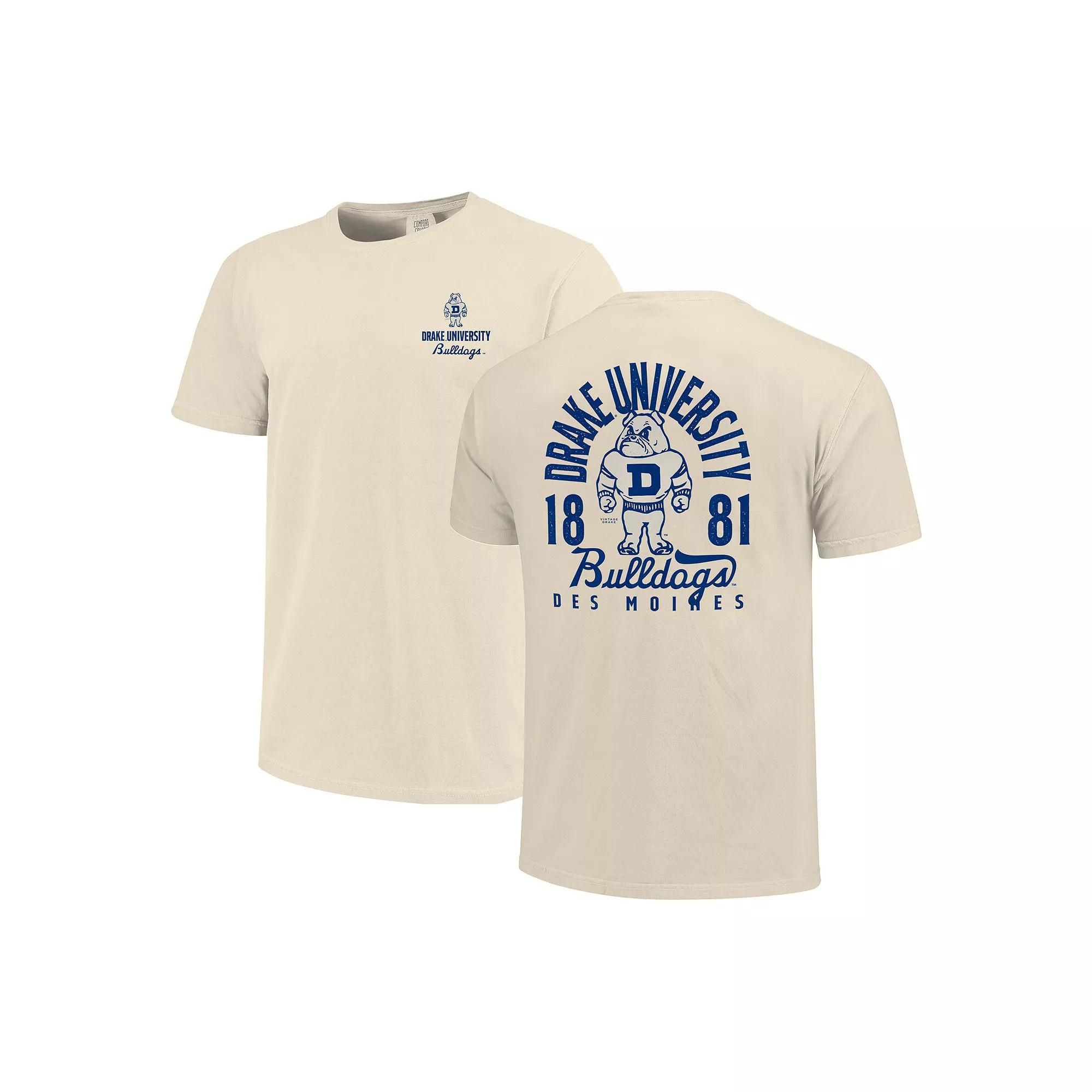Men's Cream Drake Bulldogs Comfort Colors Mascot Overlay T-Shirt, Size: Large, Drk Beige Product Image