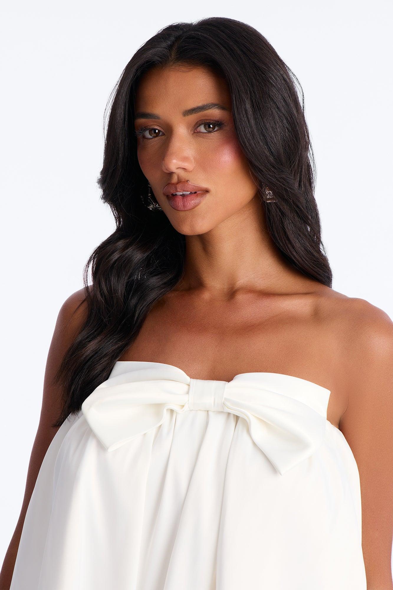 Charli Strapless Satin Mini Dress - White Female Product Image