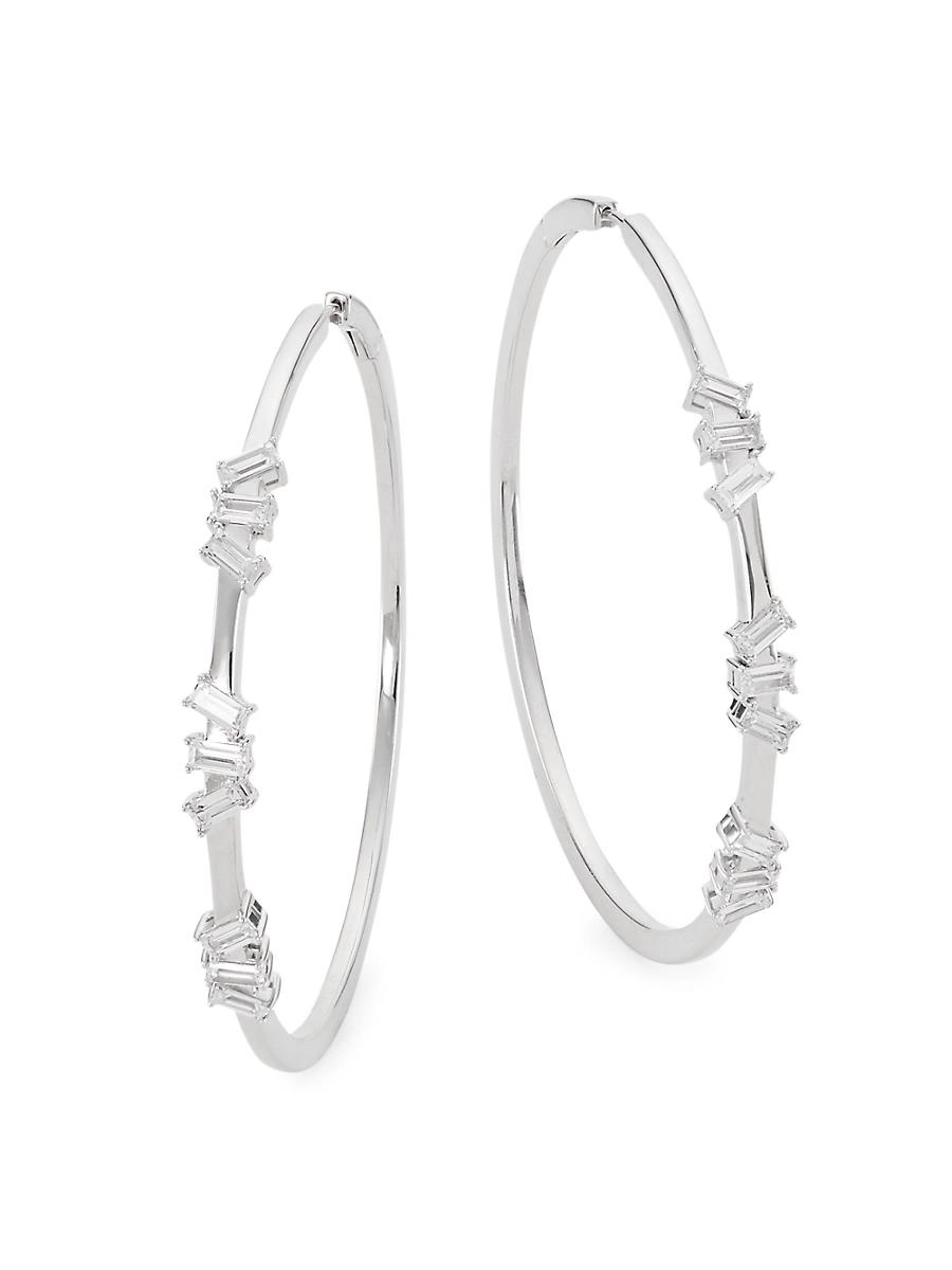 Womens Veritas Sterling Silver & Cubic Zirconia Hoop Earrings Product Image