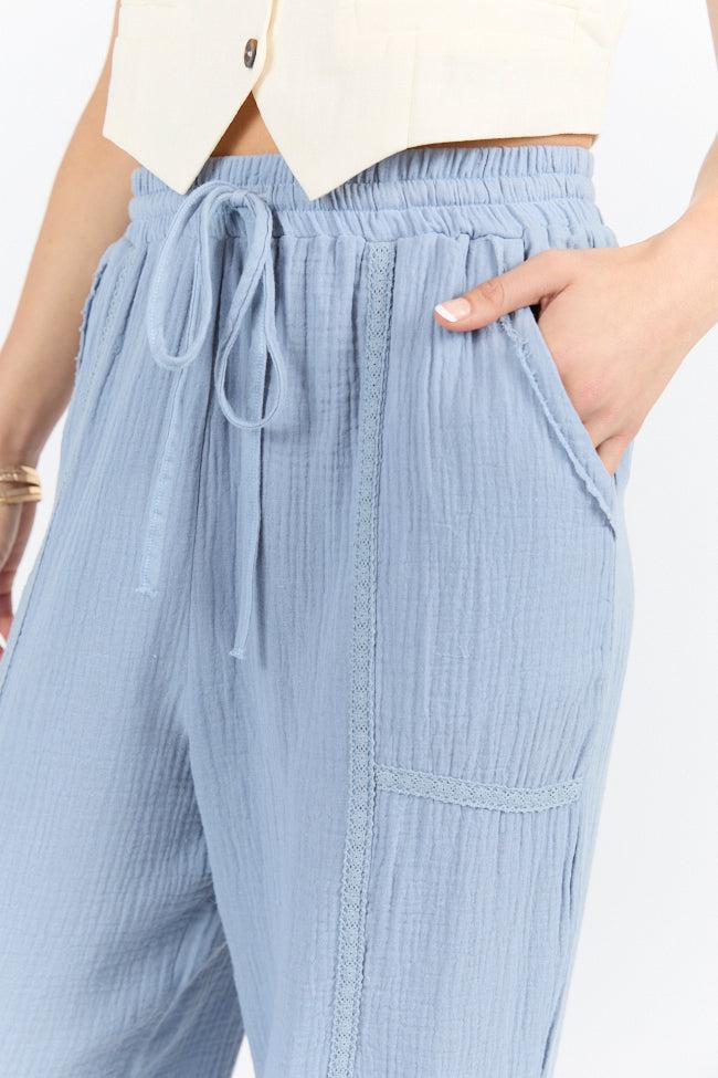 Sky High Blue Gauze Harem Pull On Pants FINAL SALE Product Image