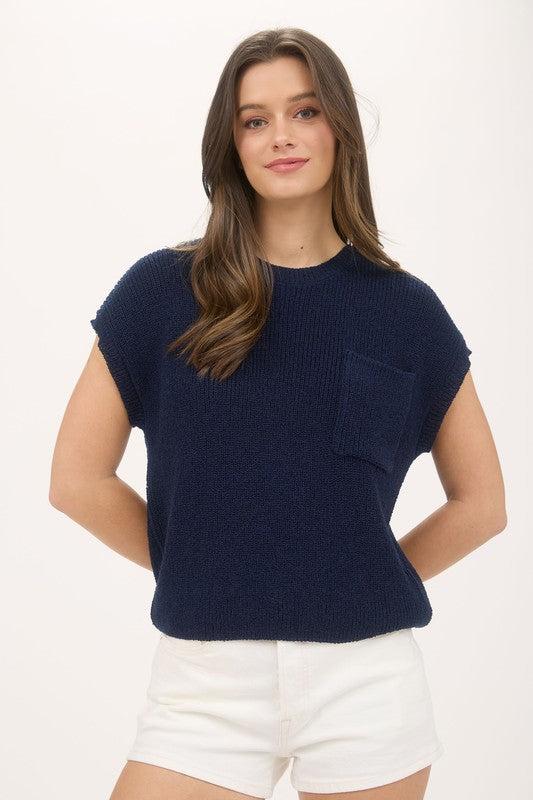 Navy Sweater Top Product Image
